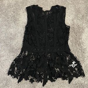 Black lace peplum top